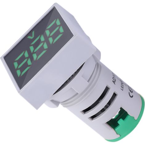 Voltmetre LED numérique vert AC20-500V, voyant carré miniature avec affichage digital, lampe témoin de tension pour tableau électrique (1/5)