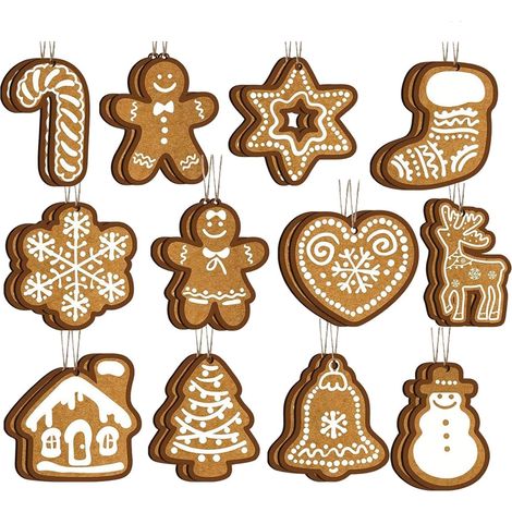 Ornements de sapin de Noël en bois Ornements décoratifs spéciaux et Décorations de sapin de Noël pour décorer la maison et la cuisine, fêtes, suspension festive (1/5)