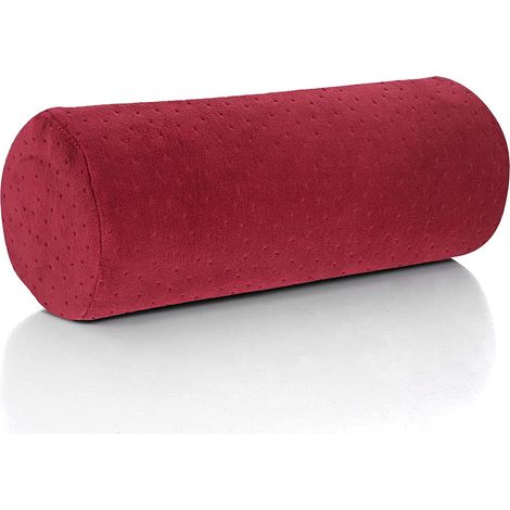 Coussin rond santé, oreiller cylindrique avec housse amovible et lavable, ergonomique pour la tête, le cou, le dos et les jambes, rouge  33 cm × 12,7 cm (1/5)