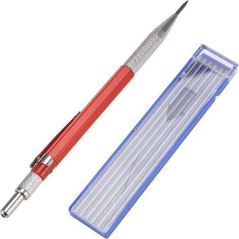 Schweißerbleistift mit 12 silbernen Minen, Metallic-Marker für mechanisches Schweißen und Metallbearbeitung, Rot (1/4)