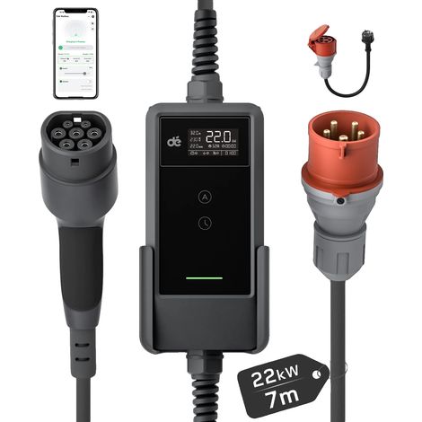 EV-Ladegerät, 22 kW Leistung, flexible Stromoptionen, 7m APP (1/2)