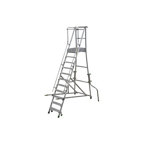 Escalera de aluminio móvil con tarima  plegable  con peldaños