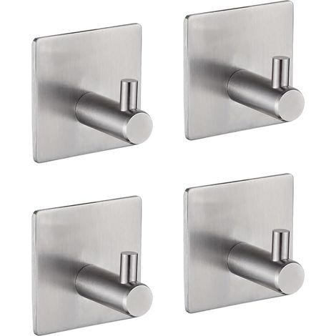 4 Pack 3M Adhesive Hook, Bathroom Wall Mounted Adhesive Hook, Kitchen Towel Hook, Stainless Steel Adhesive Hook (1/5)