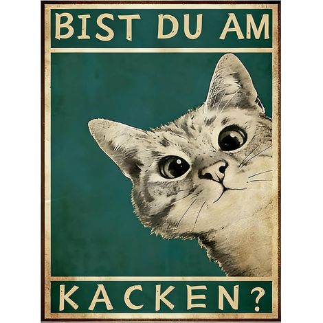 Affiche Vintage Chat Noir Décoration Murale Humour pour WC Salle de Bain et Toilette - Poster Art Mural Drôle Sans Cadre 21x30cm - Idée Cadeau pour Amoureux des Chats et Déco Maison Rétro (1/5)