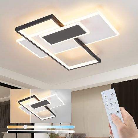 GBLY Deckenlampe LED Deckenleuchte Wohnzimmer: 58W Wohnzimmerlampe Dimmbar mit Fernbedienung Schwarz und Weiß Küchenlampe Modern Geometrische Schlafzimmerlampe Acryl für Schlafzimmer Büro Esszimmer