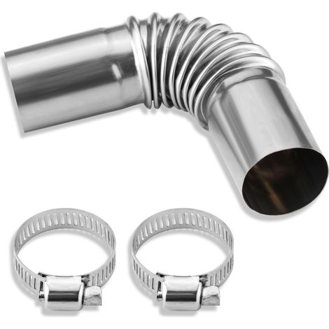 Voiture de Chauffage Tuyau d'Échappement, Acier Inoxydable 24mm réchauffeur d'Air de Stationnement Connecteur Coudé de Tube d'Échappement avec 2 Colliers de Serrage (1/5)