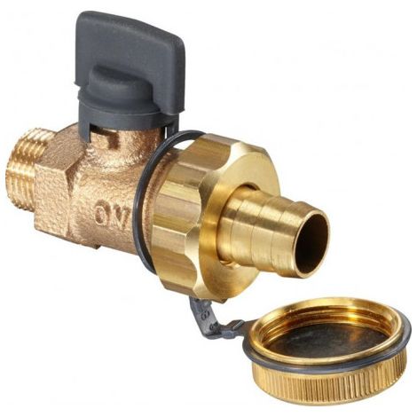 OVENTROP Robinet sphérique KFE Optiflex avec filetage extérieur PN 16 en bronze rouge, avec raccord de tuyau en laiton DN 15, G 1/2, 1032404