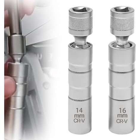 14/16 mm Magnetischer Drehgelenk-Zündkerzenschlüssel, Universalwerkzeug zum Ausbau von Kfz-Zündkerzen (2 Stück) 14 mm + 16 mm (1/5)