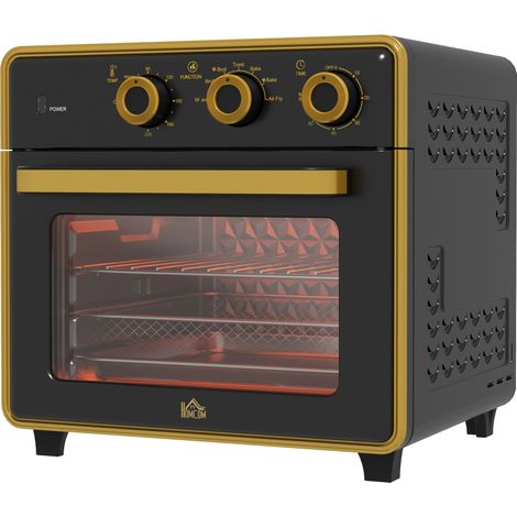 Mini-four chaleur tournante cuisson sans huile 20L 1400W 90-230°C minuterie noir et or