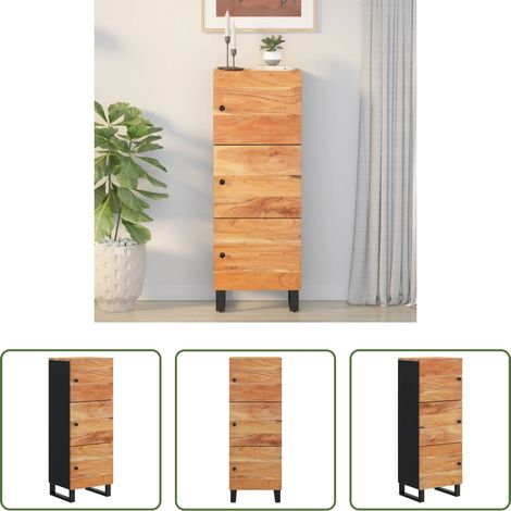 vidaXL Rangement -  Buffet avec 3 portes 40x33x110 cm bois massif d'acacia et fer (1/5)