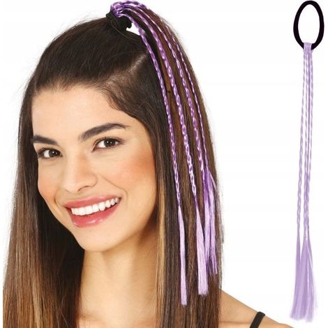 Trenzas de cabello color púrpura estilo carnaval disco años 80, 35 cm, 3 unidades. (1/3)