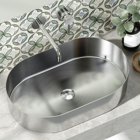 Lavabo appoggio in acciaio finitura spazzolata  KJ5500CR kamalu