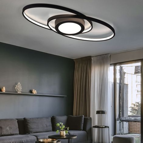 Lampada da soffitto Lampada da soffitto lampada design camera da letto, interruttore dimmer, metallo moderno nero antracite, 1x LED 28W 3400Lm 3000K, HxLxP 4x57x23 cm