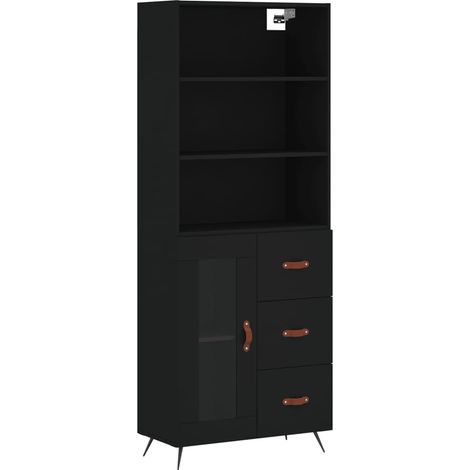 Credenza buffet cassettiera mobile contenitore organizer cucina soggiorno soggiorno alto 69,5 x 34 x 180 cm multistrato nero 020035035