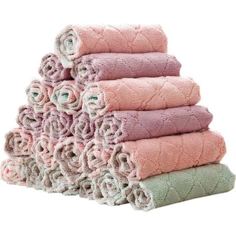 2/5/10/20 Pièces Aléatoires Torchon Éponge Microfibre Absorbante Lavable Nettoyage Cuisine Salle de Bain (1/5)