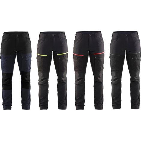 Pantaloni da lavoro donna Blaklader 7166 Service Stretch - XS - Nero/Rosso (1/5)