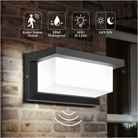 Außenwandleuchte mit Bewegungsmelder – 18-W-LED – 1800 Lumen – IP65 wasserdicht – Für Gärten, Terrassen und Garagen – Kaltweiß (1/5)