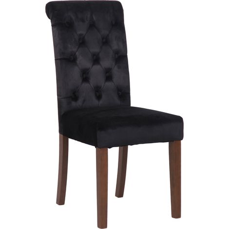Sedia da cucina Lisburn design Chesterfield nero Velluto (1/5)