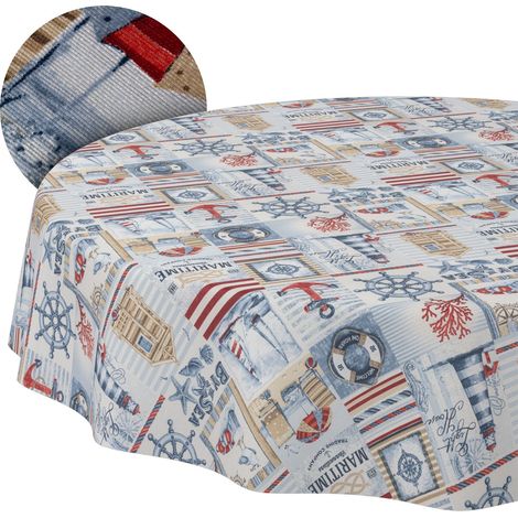 Nappe enduite Maritime Ronde Ø 140 cm intérieur/extérieur (1/5)