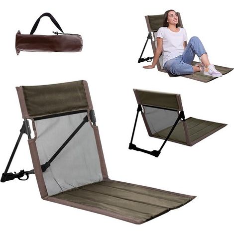 Chaise de plage pliante – Chaise de camping avec sac de rangement – Chaise légère et portable pour plage camping pique-nique jardin et activités extérieures – Marron (1/5)