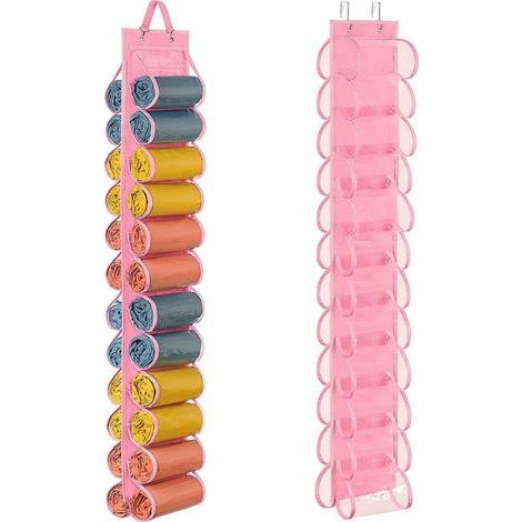 Organisateur suspendu avec 24 poches rose, penderie pliable en tissu Oxford pour chemises, jeans et chaussettes (1/5)