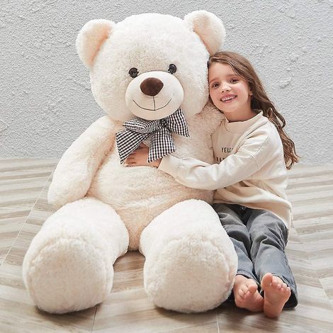 Ours en peluche géant, peluche idéale pour une petite amie ou des enfants, 80 cm (blanc). (1/2)