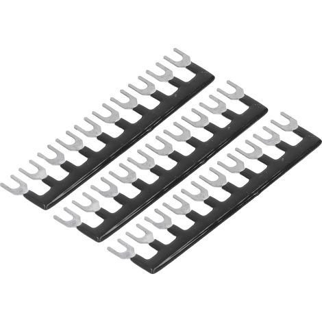 Lot de 10 borniers à fourche, 8 positions, pré-isolés, 400 V, 15 A, noirs, TB-1510