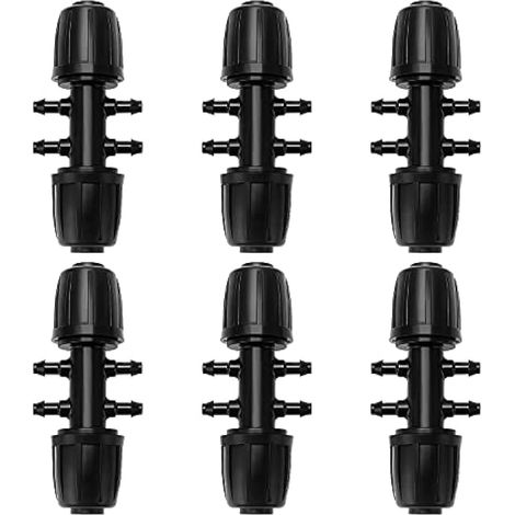 6 Pièces 13/16 mm à 4/7 mm Connecteur de Tuyau en T Barbelé, 6-Voies Raccord de Tuyau D'Irrigation, Connecteur d'Irrigation Goutte à Goutte à 6-Voies pour Jardin, Pelouse, Noir