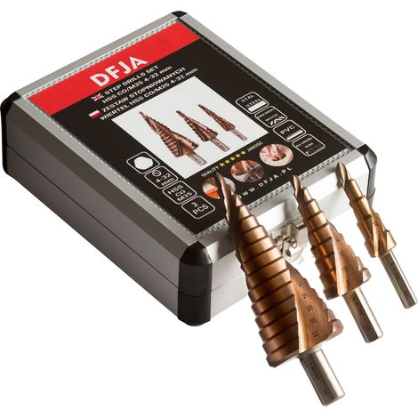 Set di 3 punte da trapano coniche a gradini HSS CO/M35