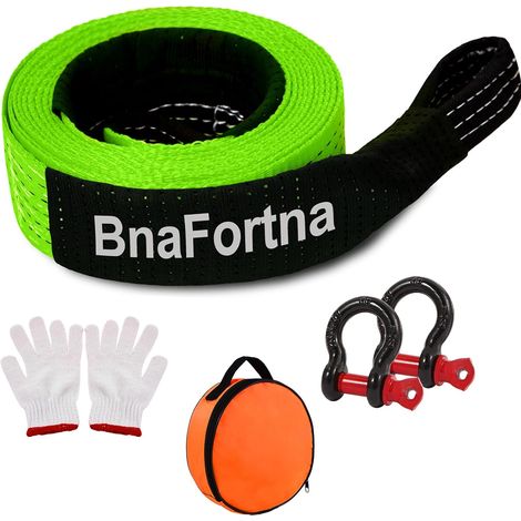Corde de Remorquage 5M - Sangle Remorquage 10 Ton (22,000Lbs),Kit de Sangle de Remorquage avec 2 Crochets 2 Gants pour Remorques d'urgence et Routières (1/5)