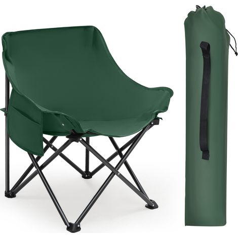 SUNULA Chaise de Camping Lune Pliable et Compacte – Avec Sac de Transport – Idéal Pêche, Plage et Pique-nique – Charge max. 100 kg – Vert