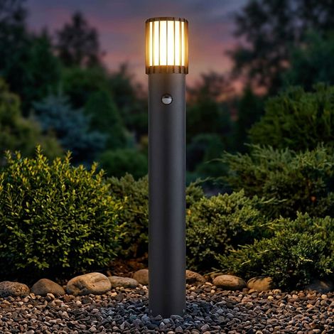 Standleuchte Außenstehlampe Bewegungsmelder Anthrazit opal Pollerleuchte H 65 cm (1/5)