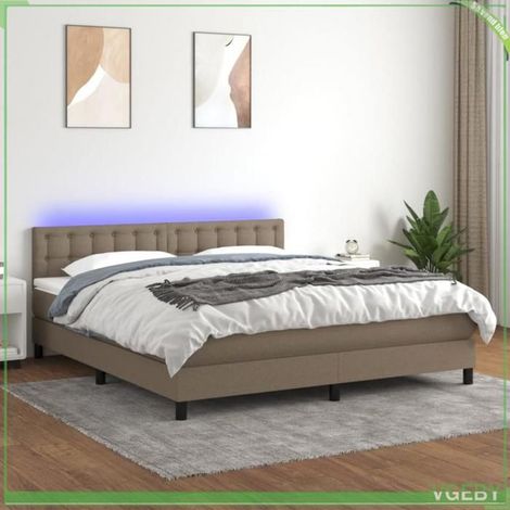 Sommier tapissier avec matelas - 3133497 - 180 x 200 cm - Tête de lit réglable - Bande LED USB (1/5)