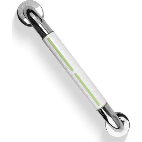 Barre d'appui salle de bain acier inox 304 avec poignée antidérapante et bande lumineuse de sécurité 40cm – WC, douche, porte-serviettes, aide escalier seniors et enfants