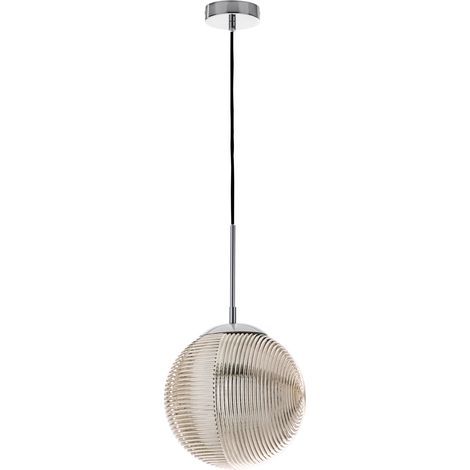 "Lampadario a sospensione GREENWICH in vetro ondulato grigio" (1/2)