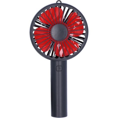 Ventilateur portable USB rechargeable noir avec 4 hélices, 3 vitesses réglables et support inclus (1/5)