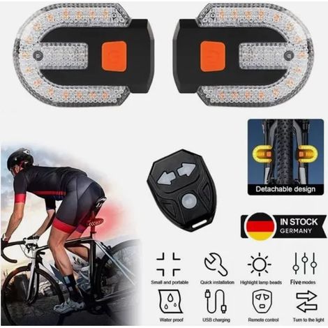 Clignotants de vélo LED clignotants arrière de vélo avec télécommande 5 modes USB ipx5