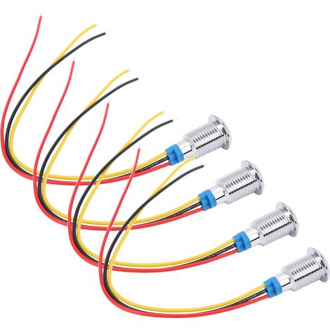 Quatre ensembles vendus ensemble, voyants/clignotants LED bicolores étanches en métal de 10 mm, 110-220 V rouge et jaune. (1/5)