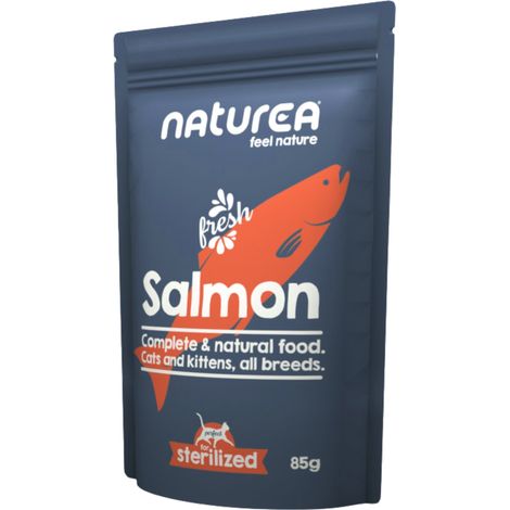 Naturea Nassfutter für Katzen 85-g-Beutel – Sterilisiert Lachs 85 g