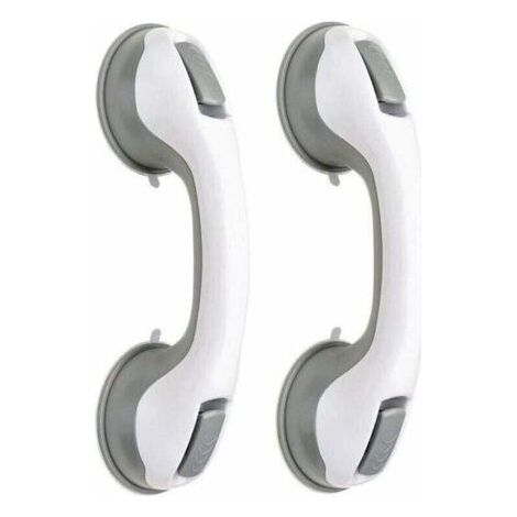 (2pcs)Poignée baignoire de sécurité/Poignée/ventouse de douche pour salle de bain + WC (Gris) (1/4)