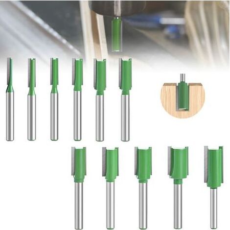 11 Pièces 6 mm Queue Fraise Defonceuse, Fraise Droite, Fraise à Bois Fraise Extra-longue, Mèches Carbide Router Bits Fraise à Menuiserie, pour le Travail du Bois (4mm-16mm) (6mm) (11) (1/5)