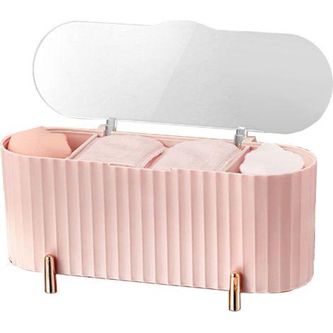 Boîte de rangement de maquillage anti-poussière, conteneur de rangement en plastique pour coton-tige avec couvercle pour salle de bain et maison (1/5)