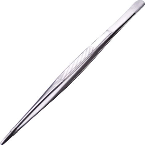 Pince à épiler droite en acier inoxydable de 30 cm de long - Pince à épiler extra longue pour la cuisine, idéale pour griller, faire des barbecues, cuisiner, pâtisser et servir.