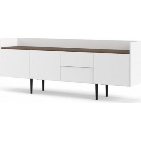 Madia 195 x 40 cm blanc mat et noyer - Bolzano (1/5)