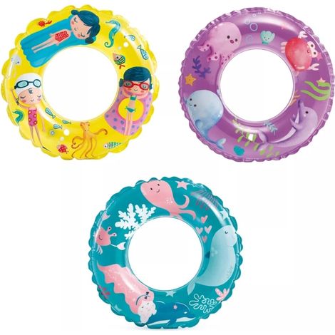 salvagente gonfiabile per bambini intex in vinile colori assortiti tema marino ø 97 cm - cod. 59242np