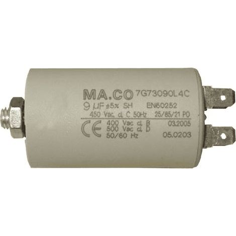 CONDENSATEUR PERMANENT 9ΜF 450V POUR LAVE LINGE - 284978