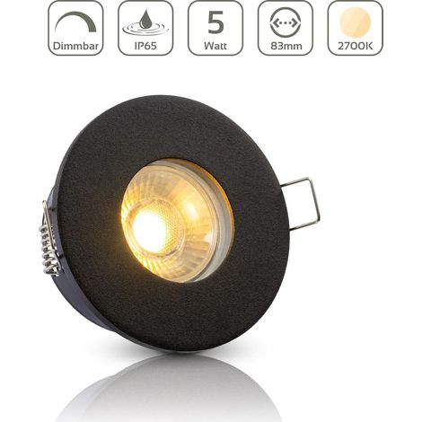 Einbauspot IP65 rund - Farbe: Schwarz - LED Leuchtmittel: GU10 5W warmweiß dimmbar (1/5)