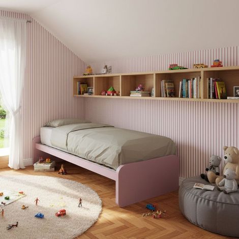 Letto singolo cameretta 80x190 con rete a doghe in acciaio e faggio - Cipriaf3c4ff (1/5)