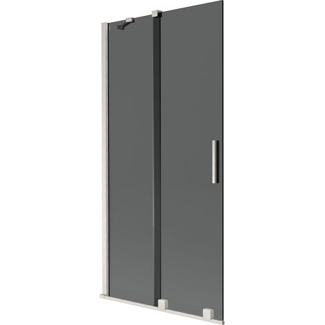 Mexen Velar 2-flügelige verschiebbare Badewannenabtrennung 95 x 150 cm, graphit, gebürsteter Nickel - 896-095-000-41-97 (1/2)