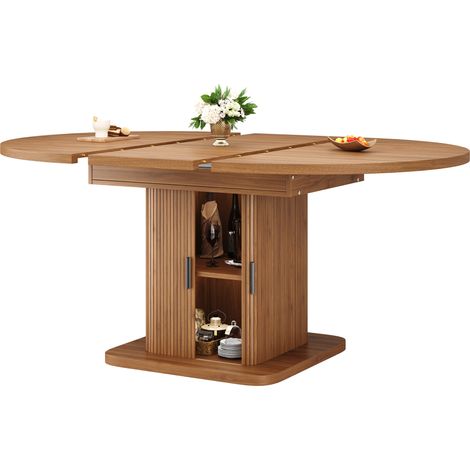 CHICFURN Tavolo da pranzo allungabile 110-149,8x110x75 cm in MDF e metallo noce o nero (1/5)